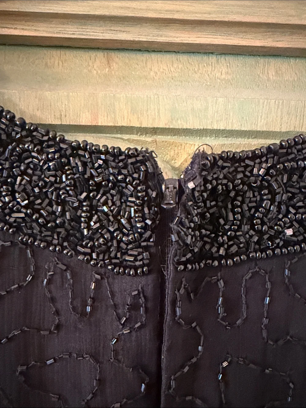 Laurence Kazar Black Beaded Sleeveless Mini Dress